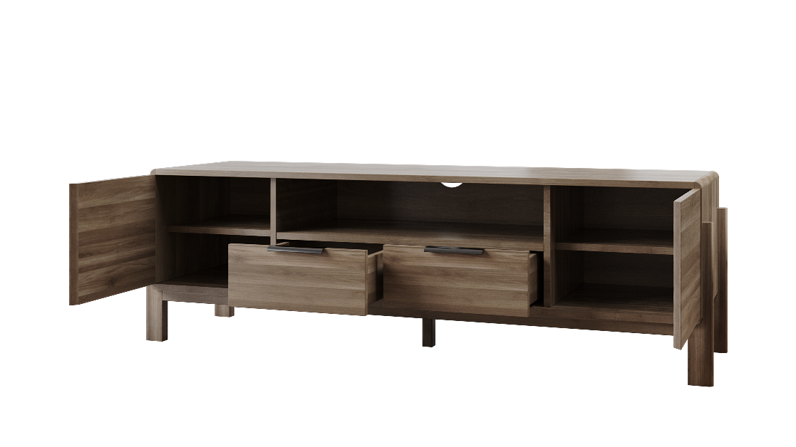 Dalumd Almond Brown TV Cabinet with Drawers and Shelves