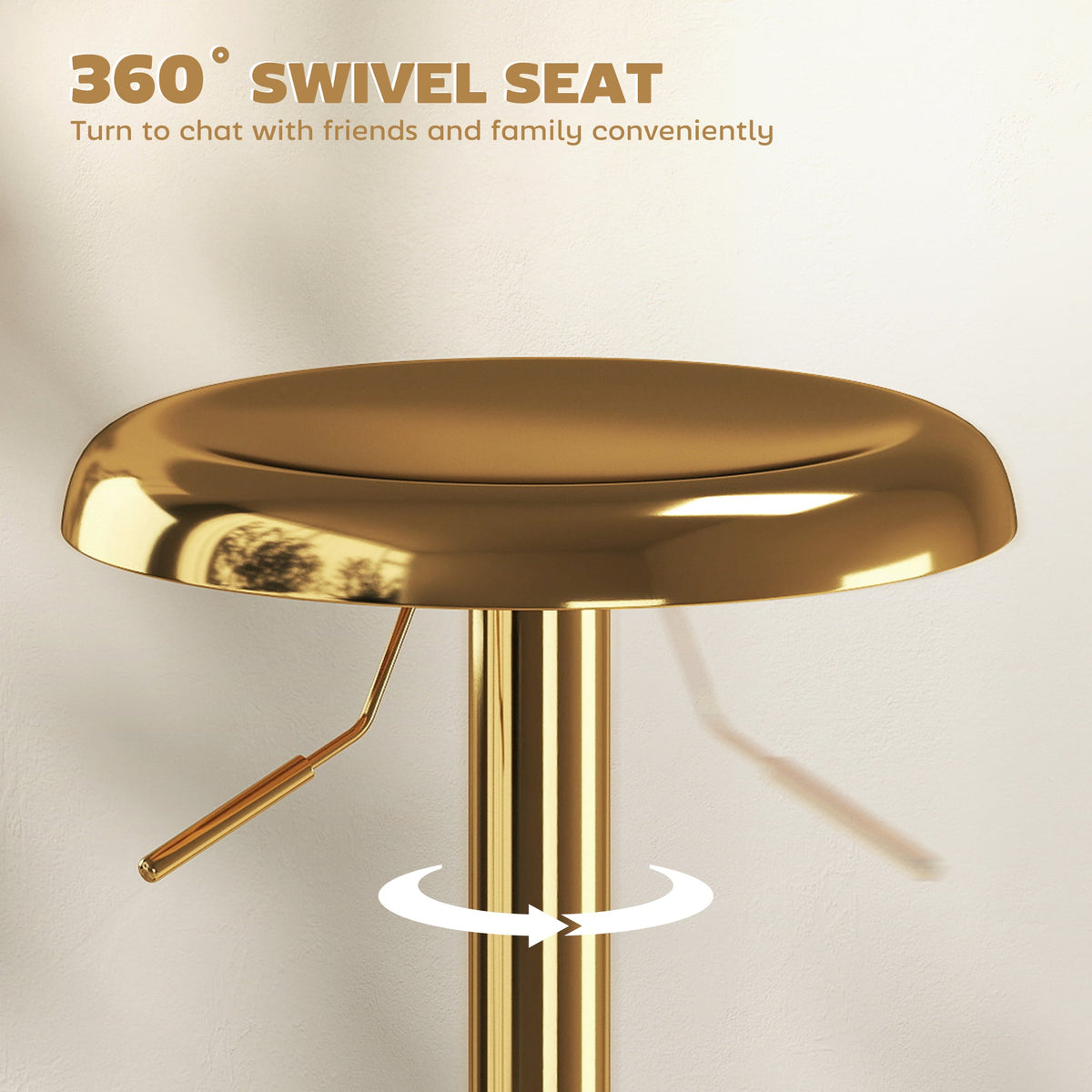 Canmore Modern Adjustable Counter/Bar Stools with Swivel-Set of 2-Gold