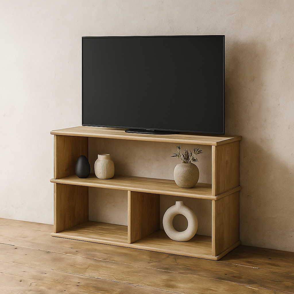 40 Inch Bookshelf TV Stand in White Oak