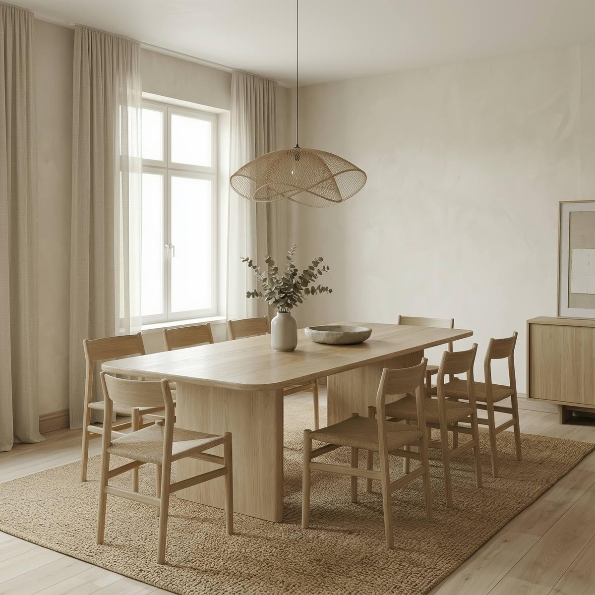8 Person Dining Table in White Oak