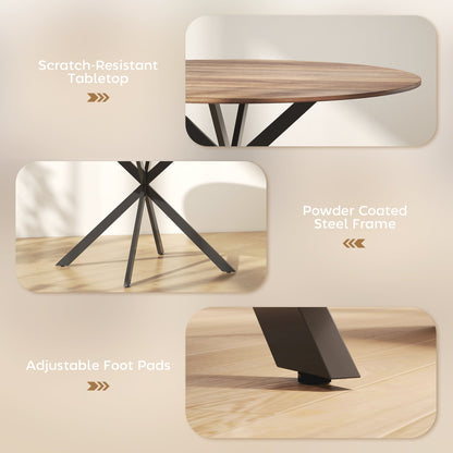 Amory 47" Round Industrial Dining Table with Steel Legs-Dark Brown/Black